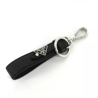 Auth PRADA - 2PP68T Black Silver Leather Hardware Bag Charm • $163