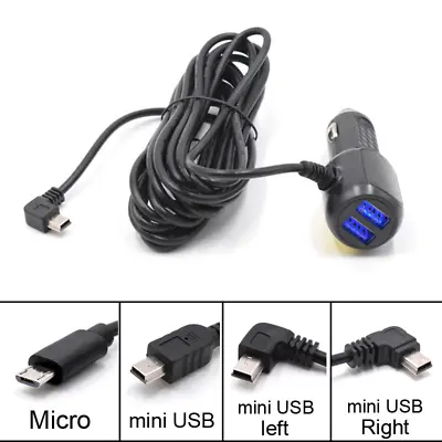 Mini Micro USB Car Charger 3.5meter 5V 3.4A With 2USB Ports For Car DVR Dash Cam • £6.60