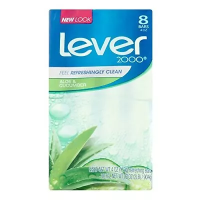 Lever 2000 Bar Soap Aloe & Cucumber 4 Oz Bars 8 Ea (Pack Of 2)  • $26.03