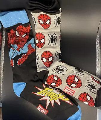 Marvel Spiderman Pose & Logo 2Pairs Mens Socks Size 6-12 • $9.99