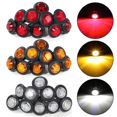 3/4  Amber Red White Small Round Side Marker Lights 3-LED Button Lamps Lorry • $105.99