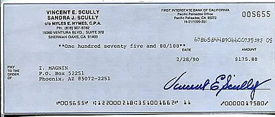 Vin Scully Signed Dodgers Blue Check Autograph Auto HOF JSA Authentication IMagn • $599.99