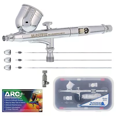 Master Airbrush G233 Pro Set With 3 Nozzle Sets - Dual-Action Gravity Feed • $45.46