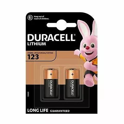 2 X Duracell CR123 3V Lithium Photo Battery Long Expiry CR17345 DL123A NEW PACKS • £6.91
