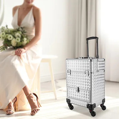 $72 • Buy Professional Rolling Makeup Train Case Cosmetic Trolley Makeup Case Storage