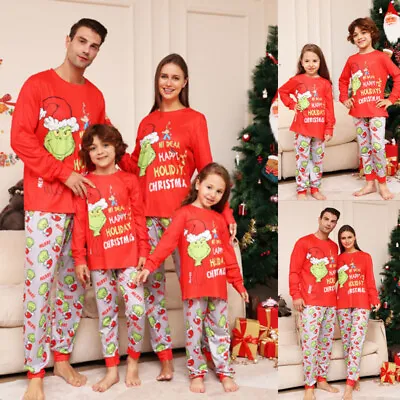 Grinch Christmas Family Matching Pyjamas Adult Kids PJs Set Nightwear Pajamas UK • £12.49