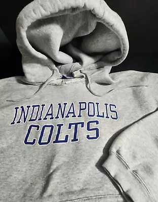 Indianapolis Colts Reebok NFL Hoodie Hooded Sweatshirt Gray Football Size Large • $15.50
