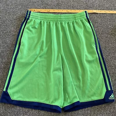 Adidas Shorts Mens M Green Navy Basketball Pockets Athletic • $12