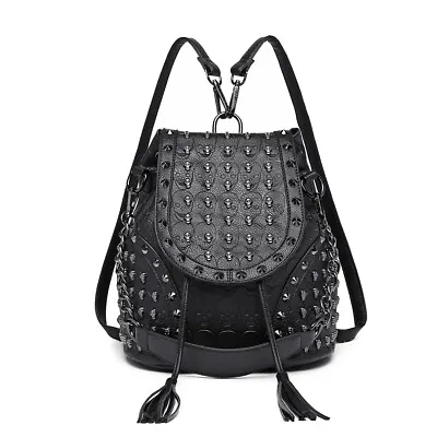 £17.99 • Buy Women Shoulder Bag Backpack Handbags Strap Faux Leather Studded Embossed Skulls