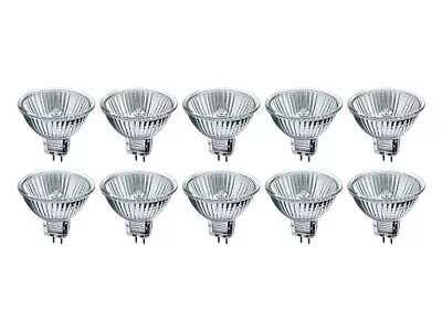 10-Pack Of 10W MR16 Halogen Spot Bulbs GU5.3 12V 36° 51x45mm Warm White 2900K • £10.40