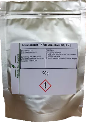 Calcium Chloride 77% Food Grade Flakes (Dihydrate) E509 90g • £2.50