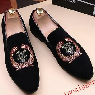 Handmade Men Velvet Slippers Loafers Slip On Dress Shoes Casual Men Flats 040301 • $61.67