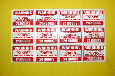 12  24 Hour SECURITY Sign SURVEILLANCE Camera DECAL STICKER Property Home ALARM • $4.38