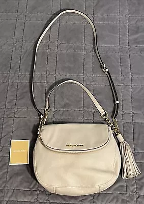 Michael Kors Bedford Shoulder Bag White Leather Purse Gold Hardware & Tassel • $149.99