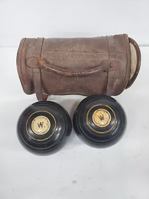 Vintage Townsend & Clark Champion Lawn Bowls Set Of 2 Excellent Condition 4  7/8 • $99.99