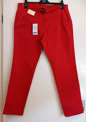 NEXT Red MATERNITY Chino Lightweight Trouser Adjustable Elastic Waist UK Size 16 • £14.50