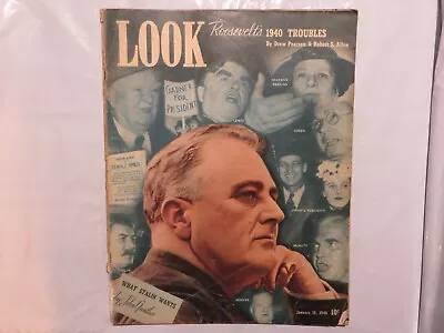 January 16 1940 Look Magazine Roosevelt’s Problems And Prospects Stalin AI • $14.99
