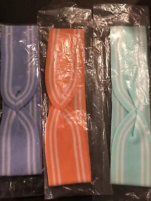 £9 • Buy 3 Pastel Vintage Deadstock Hairbands - Blue, Orange And Green