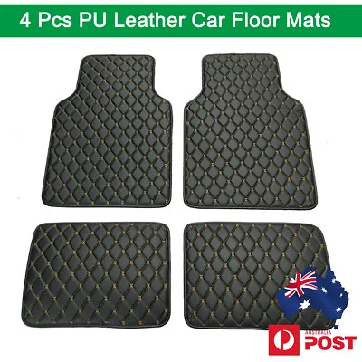 4x Black PU Leather Car Interior Floor Mats Carpet Waterproof Universal AU Ship • $39.66