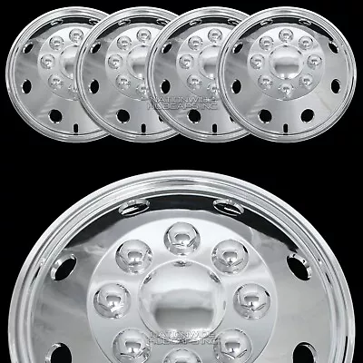 4 CHROME 16  8 Lug RV Dual Steel Wheel Simulators Dually Rim Covers Hub Caps New • $99.99