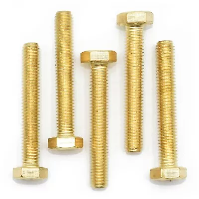 £5.39 • Buy M3 M4 M5 M6 M8 M10, Solid Brass Fully Threaded Set Screw Hexagon Hex Bolt Din933