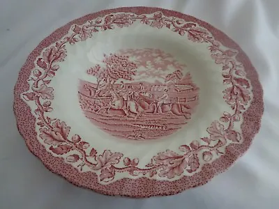 Myotts Transferware  Country Life  Black Stamp Pink Rimmed Soup Bowl • $14