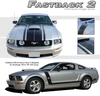 Fastback 2 Boss Hood Side Stripes 3M Vinyl Graphic Decal 2005-2009 Ford Mustang • $143.99