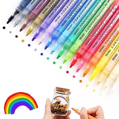 Acrylic Paint Marker Pens Permanent For Stone Painting Ceramic Glass Wood Fabric • £5.79