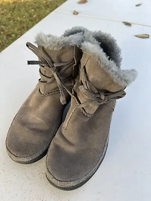 Skechers Shape-Ups Tone Up Boots Sz 8 Fur Lined Suede Brown Tan Winter Snow  C • $29.99