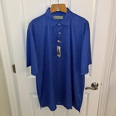 Donald Ross Golf Polo Shirt Men Extra Extra Large XXL 2XL Royal Geometric NWT • $60.27