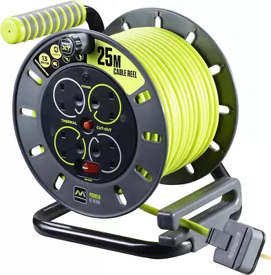 Masterplug Pro-XT Four Socket Open Cable Reel Extension Lead With Winding Cut 25 • £38.49