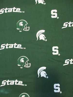 Michigan State Spartans Helmet Msu Go Green White Cotton Fabric Bthy • $6.10