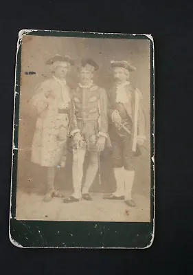Cabinet Card Antique Photograph 3 Musketeers Costume Men Swords 18th Century 6  • $9.48