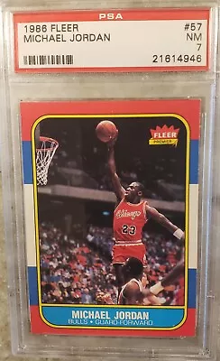 1986 Fleer Michael Jordan Chicago Bulls Rookie RC Card #57 - PSA 7 • $5100