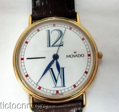 Retro Movado Golden Gentry Watch 12 Vi White Dial 87-59-885 Moustache Man • $99