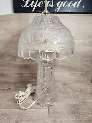 Vintage Cut Crystal Table Lamp Daisy Floral  • $40