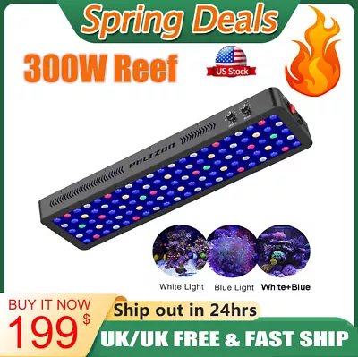 300W Dimmable LED Aquarium Light Reef Light Full Spectrum Marine Fish Coral Lamp • $179.32