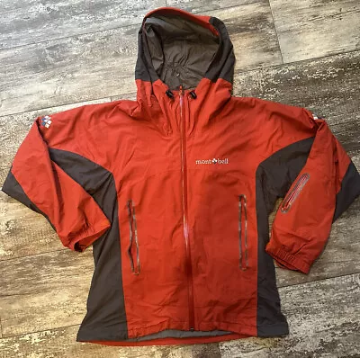 Montbell Waterproof Orange/gray Hooded Thinsulate Waterproof Jacket Size Small • $40