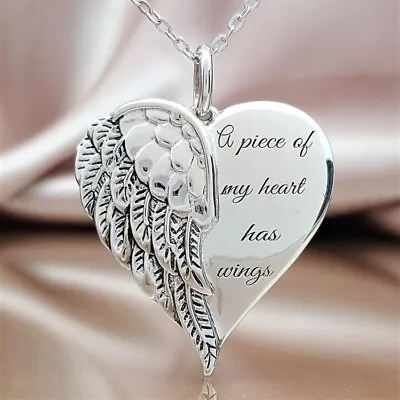 A Piece Of My Heart Has Wings Couple Lover Necklace Chain Pendant Xmas Gift • £2.99