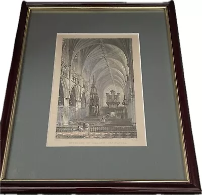 T. Allom/Engraved By E.Challis Interior Of Exeter Cathedral Etching/Framed • $75