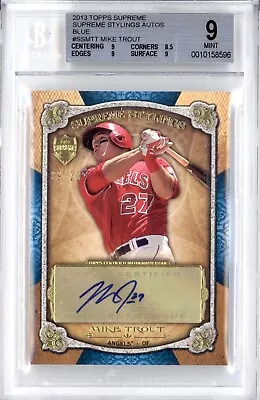 Mike Trout Bgs 9 2013 Topps Supreme Stylings Baseball Auto Blue 09/20 Angels  • $0.99