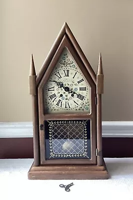 VTG Eight Day Steeple Mantel Clock New England Clock Co. USA Working • $225