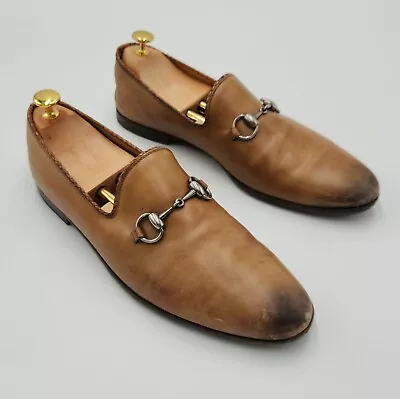 Gucci Men's Brown Leather W/ Horsebit Accent Loafers Shoes Size UK 8 / US 9 • $199