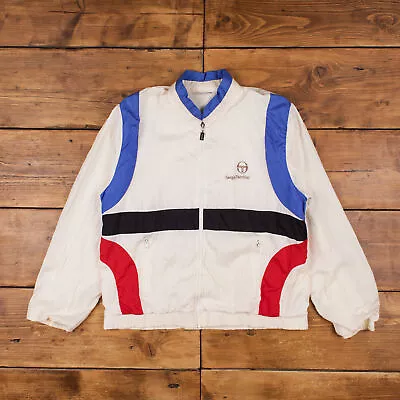 Vintage Sergio Tacchini Track Jacket M 80s Windbreaker White Zip • $50.52