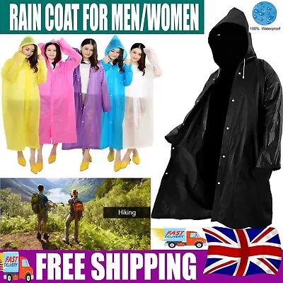 Raincoat Waterproof Poncho Reusable Plastic Adult Camping Festival Rain Coat • £3.79
