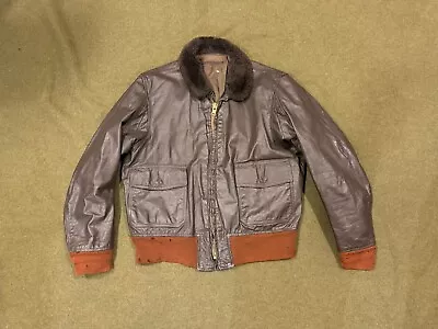 Vintage USN G-1 Leather Flight Jacket Larger • $370