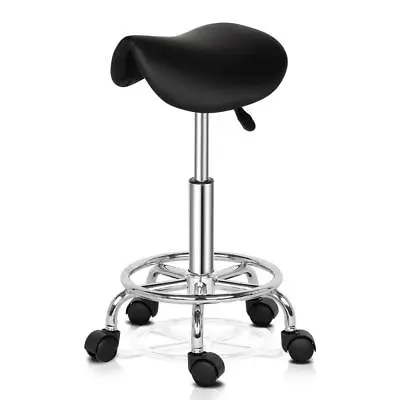 Adjustable Hydraulic Swivel Bar Stool Saddle Seat Rolling Spa Salon Chair Black • £29.99