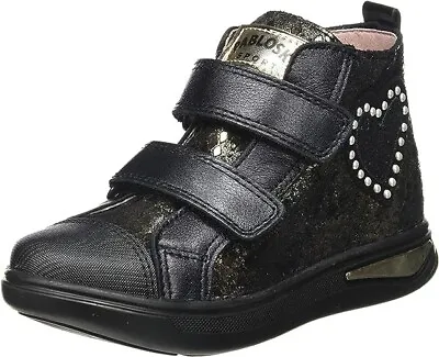 Pablosky Girl's Boat Flat Shoe Leather Black Rubber 402588  11 UK • $24.83