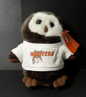 Vintage Hootie 6  Hooters Brown Owl Stuffed Plush In Shirt Restaurant Mascot Toy • £19.27