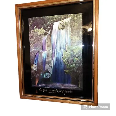 VTG Waterfall Foil Art Print Bristol Gift Co Picture Frame Psalm 104:24 O Lord • $9